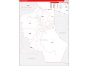 St. CharlesParish (County), LA Wall Map Zip Code Red Line Style 2023